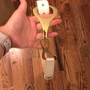 Leather Hook belt with gold clasps